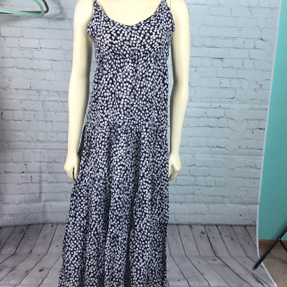 Coeur de Vague Maxi dress w/adjustable straps gathered at hoods Size Medium NWT